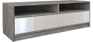 Szafka pod telewizor, stolik rtv, karo, 120x40x45 cm, beton, biel, połysk