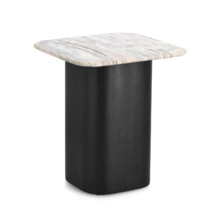 Bolzano Lucente Stolik kawowy – nowoczesny design, czarny kwarcytowy, 40×40, drewno mango