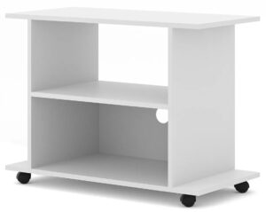 Biała Mobilna Szafka Pod Tv G9-Z52 – funkcjonalna, mobilna, estetyczna, płyta laminowana