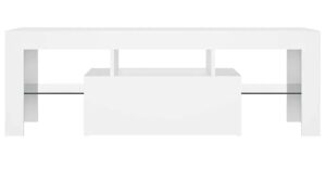 Biała szafka RTV z oświetleniem LED – funkcjonalność, nowoczesny design, 120 cm