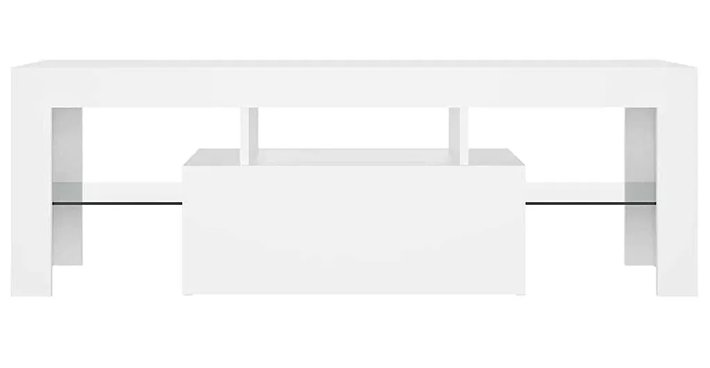 Biała szafka RTV z oświetleniem LED – funkcjonalność, nowoczesny design, 120 cm