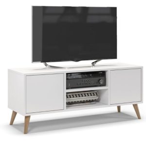 Szafka rtv, skandynawski styl, SKAND, 120x40x50 cm, biały, mat