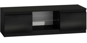 Szafka pod telewizor, stolik rtv, 120x40x36 cm, czerń, połysk