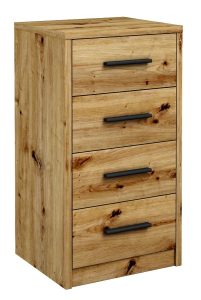 Wąska Komoda Z Szufladami Dąb Artisan P3-G68 – elegancka, minimalistyczna, 40x35x75 cm, płyta MDF