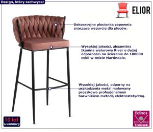 Różowy welurowy hoker do wyspy – Cardi
