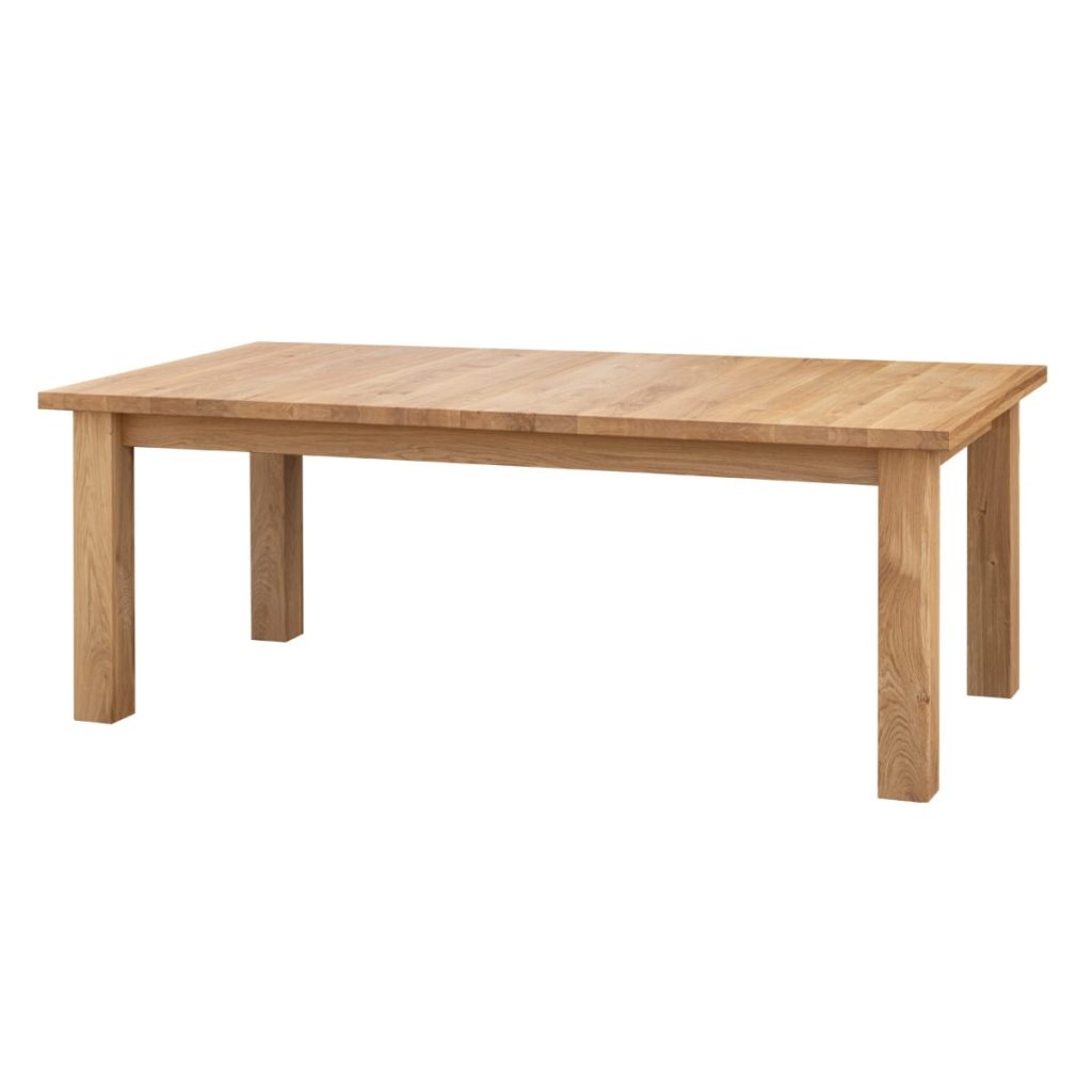 Rozkładany stół dębowy Lanciano – naturalne drewno, 180×90 cm