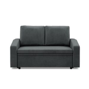 Sofa BLOM z funkcją spania – minimalistyczna, ciemny szary, 148x87x90 cm, velvet