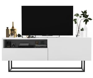 Komoda RTV, półka, loft, enjoy, 120x35x46 cm, biel, mat