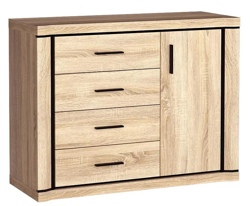 Komoda z szafką i szufladami dąb sonoma – funkcjonalny mebel, minimalistyczny design, wysoka jakość