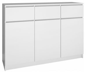 Komoda do sypialni, pokoju, 3D3S, 120x40x97 cm, biel, mat