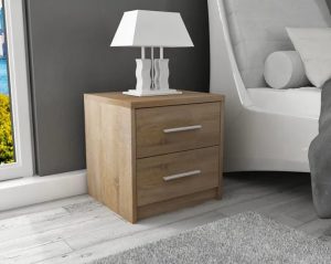 Minimalistyczna szafka nocna Elopi – dąb sonoma, biały, 40x35x41 cm, płyta MDF