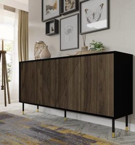 Komoda frezowana czarny + orzech pacyfik – Nadia 3X