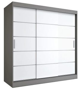 Szafa przesuwna antracyt + biały 200 cm – Bohosa 6X