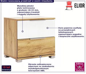 Szafka nocna z szufladami dąb craft + biały – Zenta 20X