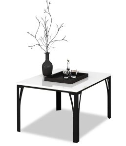 Stolik kawowy Dimea 4X – nowoczesny design, czarny mat, biały mat, metal, płyta laminowana
