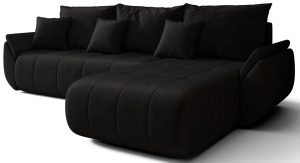 Czarna Welurowa Sofa Z Pojemnikiem Na Pościel F0-A08 – elegancki design, funkcjonalność, komfort