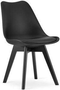 Komplet Czarnych Krzeseł Kuchennych Elior – ergonomiczne siedzisko, drewno bukowe, 4 sztuki
