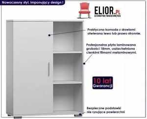 Komoda biała + dąb sonoma – Armo, minimalistyczny styl, 80 cm x 30 cm x 100 cm, płyta laminowana