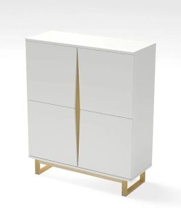 Skandynawska komoda biały mat K5-L89 – minimalistyczny design, pojemne szafki, naturalne drewno