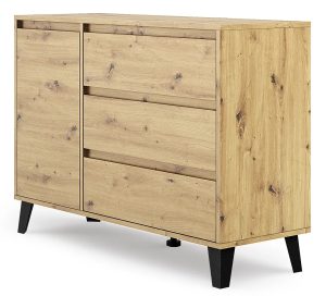 Nowoczesna komoda z szafką i szufladami dąb artisan – Bilgo 3X
