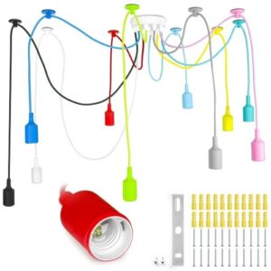 Kolorowa lampa loft żyrandol pająk oplot spider 10 ramion – żywe kolory, regulowane przewody, metal, tworzywo sztuczne