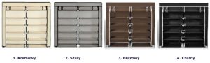 Szara tekstylna szafa na buty z półkami S3-B28 – wysoka jakość, wodoodporna, 115 cm szerokości