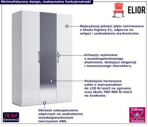 3-drzwiowa uchylna szafa biały połysk – Wilhelm 12X