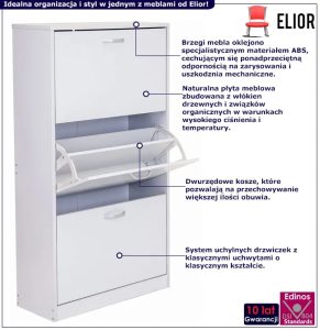 Biała Nowoczesna Trzydrzwiowa Szafka Na Buty F3-Z06