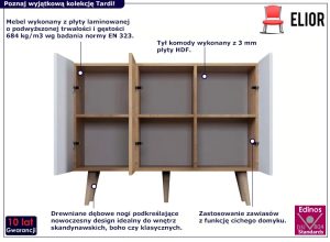 Skandynawska komoda z gładkim frontem dąb artisan + biały – Dubby 3X, elegancki design, wysoka jakość, praktyczne przechowywanie