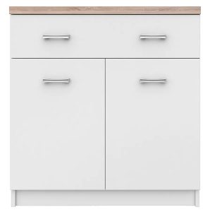 Biała komoda z szufladą i półkami 80 cm – Riza 6X