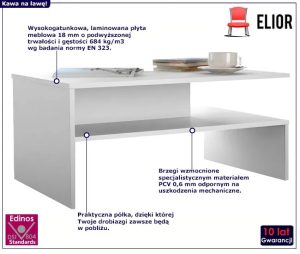 Biała Minimalistyczna Ława Kawowa D8-C70 – elegancka, funkcjonalna, solidna konstrukcja