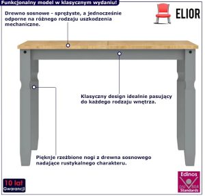 Klasyczny drewniany stół szary + miodowy brąz – Kirison