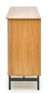 Szeroka komoda w stylu vintage dąb – Ridley 4X, elegancka, funkcjonalna, z MDF i stalą