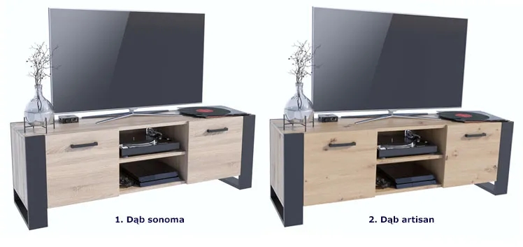 Industrialna szafka pod telewizor dąb sonoma 150 cm – nowoczesny design, trwały materiał, praktyczne schowki