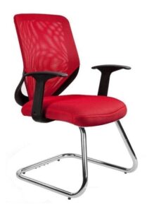 Krzesło biurowe Mobi Skid – wygodne siedzisko, nowoczesny design, czerwony, mikrosiatka