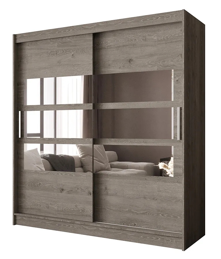 Szafa przesuwna z lustrem w kolorze trufli – Kaliope 5X