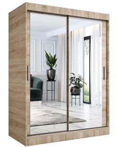 Szafa przesuwna z lustrem dąb sonoma 150 cm – Kukkin 4X, praktyczny design, wysoka jakość