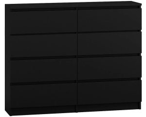 Komoda Lonix 2X 140 cm – nowoczesny design, czarna, laminowana płyta meblowa