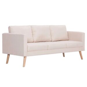 Trzyosobowa kanapa Imex 3X – wygodna, elegancka, kremowa, drewniana rama, tkanina Alcantar Pro