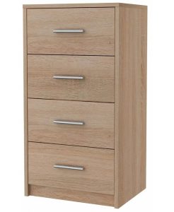 Wąska komoda skandynawska do salonu dąb sonoma – Gopox 5X, minimalistyczny design, praktyczne szuflady, trwały materiał