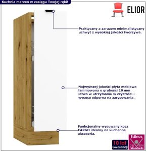 Szafka kuchenna z cargo 20 cm biały + dąb artisan C7-F09