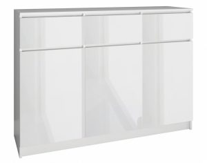 Komoda do sypialni, pokoju, 3D3S, 120x40x97 cm, biel, połysk