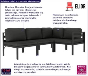 4-częściowy zestaw ogrodowy antracyt – nowoczesny design, modułowa konstrukcja, aluminium