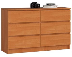 Komoda do gabinetu na dokumenty olcha – Wiki 3X, sześć szuflad, laminowana płyta, wymiary 120x40x77 cm