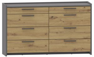 Minimalistyczna komoda z 8 szufladami dąb artisan + antracyt S7-L91