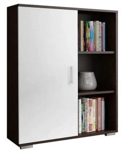 Komoda biała + wenge – Armo, minimalistyczny styl, 80x30x100 cm, płyta laminowana