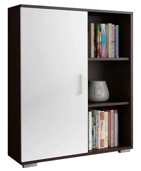 Komoda biała + wenge – Armo, minimalistyczny styl, 80x30x100 cm, płyta laminowana