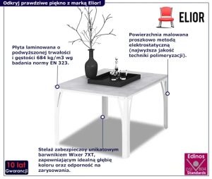 Nowoczesny stolik kawowy biały + beton – Dimea 5X, stabilna konstrukcja, niewielkie wymiary, modny wzór
