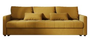 Musztardowa rozkładana sofa welurowa z pojemnikiem D9-A56