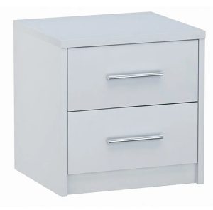 Biała szafka nocna z szufladami – Elopi, minimalistyczny design, 40x35x41 cm, płyta MDF